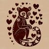 Cute Lemur with Heart Surrounds An illustration of a lemur with hearts surrounding its body.