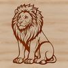 A sitting lion with a majestic mane, depicted as a vector graphic.