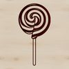 Colorful Swirly Treat Illustration A colorful illustration of a lollipop with a swirly design on its surface.