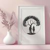 Tree of Eternal Love SVG An elegant design featuring a tree with leaves and roots entwined in a loving gesture.