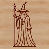 A traditional wizard illustration in simple lines. An SVG vector graphic image of a traditional fairy tale character, a wizard.