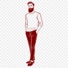 Male Figure Vector Art Design A cartoon style illustration of a man with a beard.