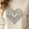 Whimsical Heart Mandala SVG A colorful mandala design featuring a heart shape, suitable for digital and printable use.