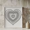 Whimsical Heart Design Vector Art A intricate heart-shaped mandala design made from interconnected geometric patterns.