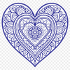 A stylized vector heart design featuring intricate mandala patterns in various shapes and sizes.