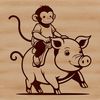 Cute Monkey-Pig Vector Art Design A digital illustration of a monkey-pig hybrid animal, created as vector art.