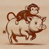 Vector Graphic Monkey-Pig Design A monkey-pig hybrid illustration created as a vector design.
