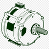A detailed illustration of a motor, featuring intricate mechanical components.