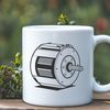Mechanical Wonder A detailed illustration of a motor with moving parts, suitable for vector design and cutting machine projects.