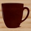 A simple vector design of a standard-sized ceramic drinking cup with a rounded body and handle.