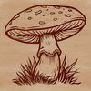 An illustration of a mushroom with a rounded cap and stem in various colors, suitable for graphic design projects.