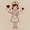Nurse with a Heart A female nurse figure with love hearts incorporated into her uniform.