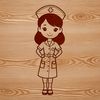 Free SVG File for Nursing Profession Template Professional illustration of a woman working as a nurse, available in SVG format for commercial or personal use.