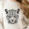 Feline Face Art with Ocelot Design Elements Image of a wild ocelot's head with distinctive markings.