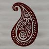 A stylized ornate paisley shape, suitable for use in graphic design projects.
