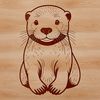 An illustration of a wild otter swimming in water.