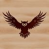 Nature's Gentle Giant A realistic illustration of an owl in flight, showcasing its majestic wingspan and gentle gaze.