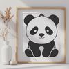 Cute Black and White Panda SVG A black and white illustration of a wild panda bear.