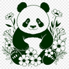 A digital illustration of a wild Asian giant panda in a naturalistic environment.