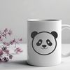 Black and White Panda Graphic Art A black and white illustration of a giant panda in a natural habitat setting.