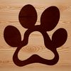 A stylized vector design featuring individual animal paw prints.