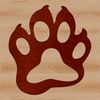 A set of animal paw prints in various shapes and sizes, suitable for clip art or vector design.