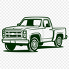 Rustic Ride Illustration A detailed illustration of a pickup truck with a rugged design, suitable for vector art and commercial use.