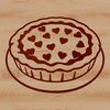 A round dessert with filling and crust, suitable for vector art designs in various formats.
