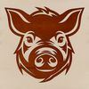 SVG Vector Graphic Pig Head Design A vector illustration of a farm animal's head, suitable for digital cutting machines or laser engraving.