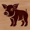 Simplified Pig Illustration with Piglet A standing pig with a small piglet by its side, in a simplified vector illustration style.