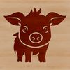 Beautiful Farm Animal Graphics A standing pig with distinctive curly tail, suitable for graphic design projects.