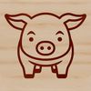 A simple line drawing of a pig standing on its hind legs.