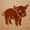A realistic illustration of a standing pig with a simple background.