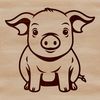 A seated pig with a calm expression, suitable as clip art for farm-themed designs.
