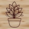 A graphic representation of a succulent plant with thick, fleshy stems and leaves.
