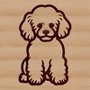 A simple line drawing of a cute sitting poodle, suitable for use in various design projects.