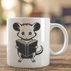 Woodland Possum Reading a Book SVG Illustration A possum reading a book in a forest setting, depicted as a vector illustration.