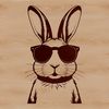 Happy Easter Bunny Graphic A cartoon rabbit's head with a cheerful expression.