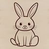 A simple vector illustration of a sitting rabbit in various poses.