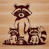 An SVG representation of a raccoon for graphic design and crafting purposes.