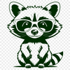 Adorable Masked Bandit Vector Graphic A raccoon wearing glasses in a vector format.