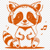 Adorable Masked Bandit Silhouette A raccoon silhouette wearing headphones in a digital vector format.