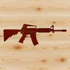 A detailed illustration of a rifle, featuring multiple parts including the stock, barrel, and trigger.