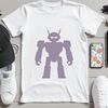 A metallic robot silhouette with glowing blue eyes, designed as a vector graphic for digital cutting machines.