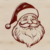Illustration of Father Christmas wearing a red coat with a white beard.