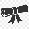 A detailed vector illustration of a graduation scroll with a diploma at the center.