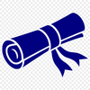 An illustrative vector design of a graduation scroll with a diploma and rolled paper.