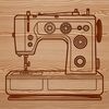 A detailed vector illustration of a modern sewing machine with various features and settings.