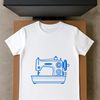 Close-up illustration of a sewing machine with mechanical parts and controls.