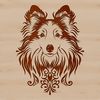 Beautiful Dog Breed Portrait in SVG Format A high-quality SVG illustration of a Shetland Sheepdog's head in detail, showcasing its distinctive features.